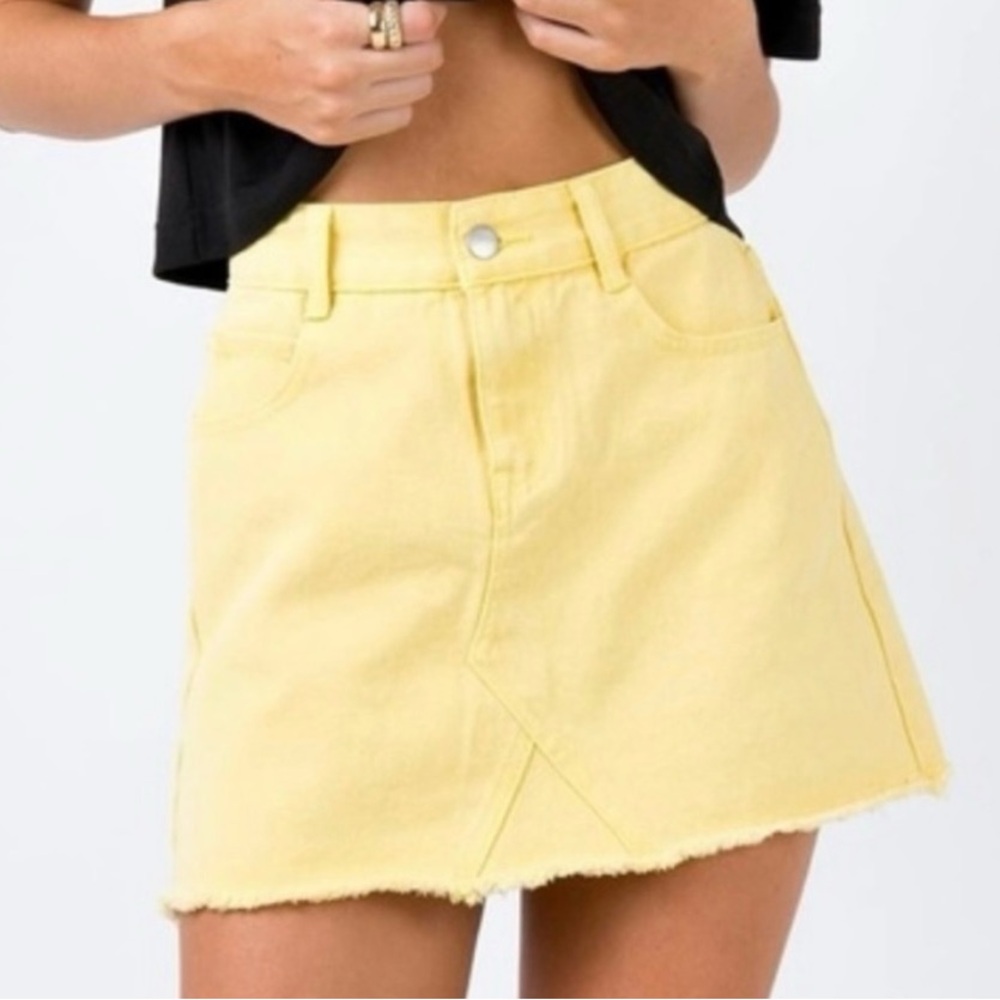 *Princess Polly Butter Yellow Denim Mini Skirt Size 10